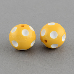 Perles rondes en acrylique de bubblegum opaque, or, 20mm, Trou: 2mm