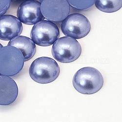 Cúpula semicubierta imitada perla cabochons acrílico, azul aciano, 18x9mm