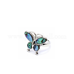 Регулируемое кольцо из натуральной ракушки пауа, кольцо из платинового сплава, бабочка, 15x19 мм