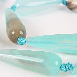 Natural Agate Faceted Teardrop Bead Strands, Medium Turquoise, 30x10mm, Hole: 2mm, about 11pcs/strand, 15.35 inch
