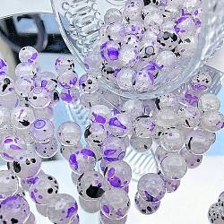 Perles en verre craquelé transparentes, imitation jade brisé, ronde, violette, 10x9.5mm, Trou: 1.8mm