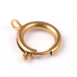Revestimiento iónico (ip) 304 cierres de anillo de resorte de acero inoxidable, dorado, 19x14x2.5mm, agujero: 3 mm