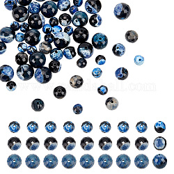 Arricraft 60 pz 3 misure perline di agata naturale crackle di fuoco, Perline di pietra rotonde sfaccettate perline di pietre preziose sciolte per la creazione di gioielli con collane fai da te, dodger blu