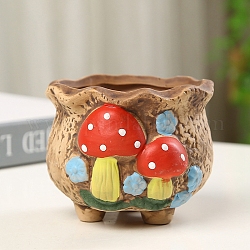 Decration dell'esposizione del fungo della ceramica, porta fiori, barile, 88x75mm, diametro interno: 74mm