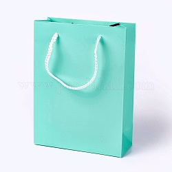 クラフト紙袋  ハンドル付き  ギフトバッグ  ショッピングバッグ  長方形  アクアマリン  20x15x6.2cm