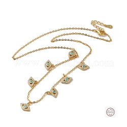 925 Kabelketten aus Sterling-Silber, Kubische Zirkonia Böse Augen Charm-Halskette für Frauen, golden, 15-3/4 Zoll (40 cm)