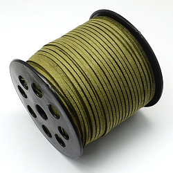 Экологичный шнур из искусственной замши, искусственная замшевая кружева, оливковый, 3.0x1.4 мм, около 98.42 ярда (90 м) / рулон