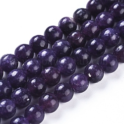 Lepidolita natural / hebras de perlas de piedra de mica púrpura, redondo, 10mm, agujero: 1.2 mm, aproximamente 38 pcs / cadena, 15.16 pulgada (38.5 cm)