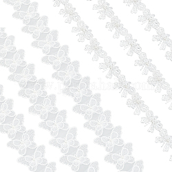 Nbeads 2 yarde 2 stili fiocco con bordo in pizzo nastro trim, con perle di plastica imitazione perla, per il ricamo di vestiti di decorazione fai da te, bianco, 1-5/8~2-3/4 pollice (40~70 mm), 18~22 pz/iarda, 2 metro/stile