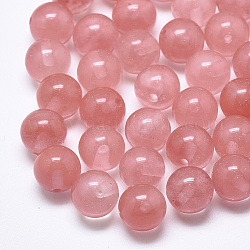 Cherry Quartz Glass Beads, Half Drilled, Round, 8mm, Half Hole: 1.2mm