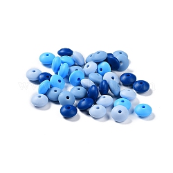Perle focali in silicone ecologico per uso alimentare rondelle, masticare perline per i denti, fare collane fai-da-te fai-da-te, cielo blu profondo, 11.5x7mm, Foro: 2.5 mm, 4 colori, 10 pz / colore, 40pcs/scatola