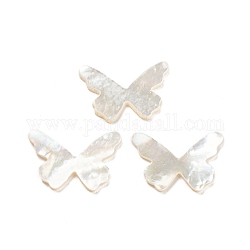 Cabochons de coquillages naturels, papillon, blanc, 9x13x0.8~1mm