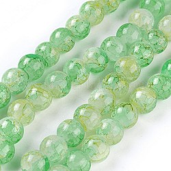 Chapelets de perles en verre peint par pulvérisation, ronde, vert jaune, 10~10.5mm, Trou: 1.5mm, Environ 84 pcs/chapelet, 31.4 pouce (80 cm)