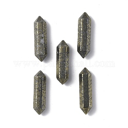 Perles de pyrite naturelle, point double terminé, pierres de guérison, baguette magique de thérapie de méditation d'équilibrage d'énergie de reiki, facette, pas de trous / non percés, 30.5x8.5~9x7.5~8mm