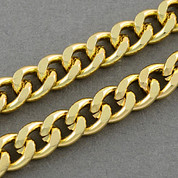 Aluminium Twisted Chains Curb Chains, Diamond Cut Chains, Unwelded, Gold, 9x7x2mm