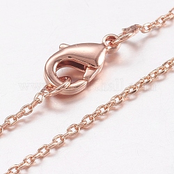Brass Chain Necklaces, Cross/Rolo Chain, with Lobster Claw Clasps, Real Rose Gold Plated, 17.7 inch(45cm)