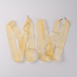 Lacets plats en mousseline de polyester transparent, kaki clair, 1200x40mm, 2 pcs / paire
