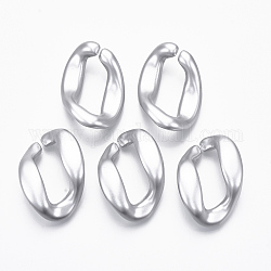 Spray Painted CCB Plastic Linking Rings, Quick Link Connectors, For Jewelry Curb Chains Making, Twist, Silver, 38.5x26x8mm, Inner Diameter: 9x26mm