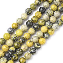 Perles en pierres gemme, turquoise jaune naturel (jaspe), ronde, environ 8 mm de diamètre, trou: environ 1 mm, 15~16 pouce
