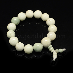Natural Buddha Meditation Yellow Jade Beaded Stretch Bracelets, Honeydew, 55mm, 14pcs/strand
