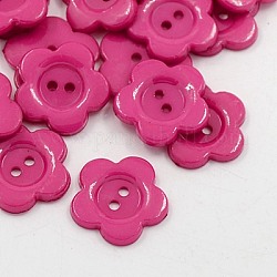 Acryl Annähen Knöpfen für die Kunden, Kunststoff-Tasten, 2-Loch, gefärbt, Blume winter, tief rosa, 16x2 mm, Bohrung: 1 mm