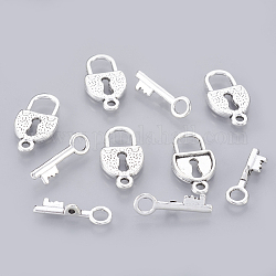 Tibetan Silver Toggle Clasps, Lead Free, Cadmium Free and Nickel Free, Lock, Antique Silver, Toggle: about 11.5mm wide, 21mm long, Bar: about 5mm wide, 20mm long, hole: 2mm