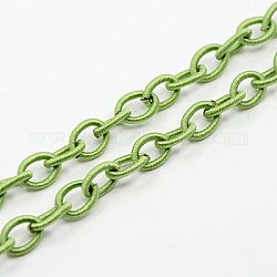 Chaînes de câble en nylon manuelles, ovale, vert clair, 8~9x11~13x2mm,  environ 85 cm / chapelet , 33.5 pouce