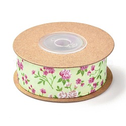 Polyester Ribbon, Flower Pattern, for Gifts Wrapping Party Decorating, Pale Green, 1 inch(25mm), about 5.4yards(5m)/roll