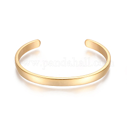 Placage ionique (ip) 304 bracelets de manchette en acier inoxydable, or, 2-1/4x1-5/8 pouce (5.7x4 cm), 6mm