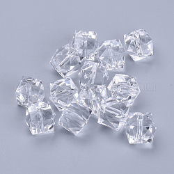 Transparent Acrylic Beads, Faceted, Cube, Clear, 26x26x24mm, Hole: 2.8mm, about 55pcs/500g