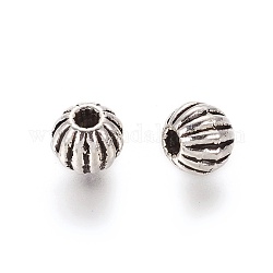 Perles en alliage de style tibétain, sans plomb et sans cadmium, ronde, argent antique, environ 6 mm de diamètre, Trou: 1mm