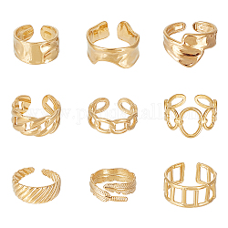 Anattasoul 9 pz 9 anello in acciaio al titanio stile aperto per le donne, oro, diametro interno: 17~18.3mm, 1pc / style