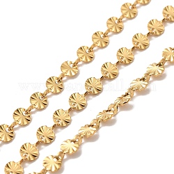 Ion Plating(IP) 304 Stainless Steel Flower Link Chains, with Spool, Unwelded, Golden, 6x4x0.6mm, about 32.81 Feet(10m)/Roll
