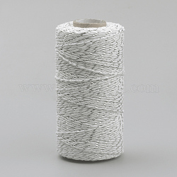 Cordoncino di cotone macramè, corda di cotone ritorta, per appendere a parete, mestieri, incartamento di regalo, bianco, 1.5~2mm, circa 100 yard / roll (300 piedi / roll)