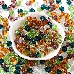 Perle di vetro, sfaccettato, rondelle, verde oliva, 8x6mm, Foro: 1 mm, circa 145pcs/60g
