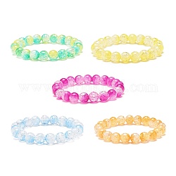 Bracelet extensible en perles rondes en acrylique de couleur bonbon de 10 mm pour femme, couleur mixte, perles: 10 mm, diamètre intérieur: 2-1/8 pouce (5.5 cm)