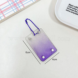 Mini porte-clés blocs de briques acryliques transparents de couleur dégradée, porte-clés cadre photo à ventouse magnétique avec chaînes à boules, rectangle, support violet, 6x4 cm