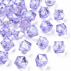 Perles en acrylique transparente, facette, losange, bleu ardoise moyen, 13x14x13.5mm, Trou: 2mm, environ 346 pcs/500 g