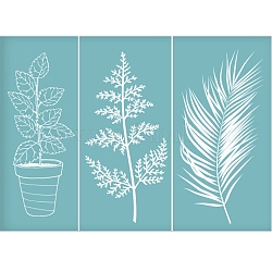 粘着性のシルクスクリーン印刷ステンシル  木に塗るため  DIYデコレーションTシャツ生地  植物  空色  19.5x14cm