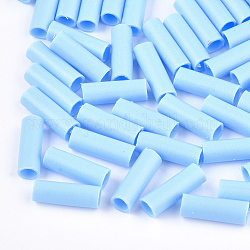 Rubber Beads, Tube, Sky Blue, 12~12.5x4~4.5mm, Hole: 3mm, about 4000pcs/500g