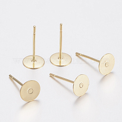 Accessoires de puces d'oreilles en 304 acier inoxydable, plat rond, or, 4x0.3mm, pin: 0.7 mm