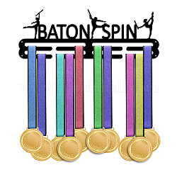 Baton twirling porta medaglie in ferro a tema espositore da parete, con viti, motivo a tema sportivo, 150x400mm