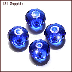 Imitazione branelli di cristallo austriaco, grado aaa, sfaccettato, rondelle, blu, 10x7mm, Foro: 0.9~1 mm
