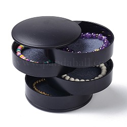 Portagioie da viaggio girevole a 4 strato, organizer per gioielli con panno in feltro, per bracciali anelli bracciali, nero, 10.05x10.4cm, formato interno: 96x79 mm