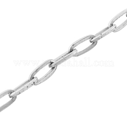 Iron Cable Chains, Unwelded, with Spool, Flat Oval, Platinum, 7x4x1mm, about 164.04 Feet(50m)/roll