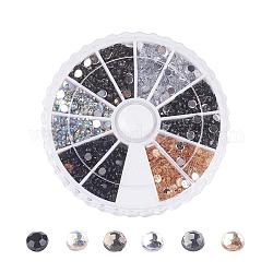 Cabuchones de diamante de imitación de acrílico de Taiwan imitación, facetados, semicírculo, color mezclado, 3x1mm, acerca 105pcs / compartimento, 1260 unidades / caja