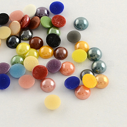 Pearlized Plated Opaque Glass Cabochons, Half Round/Dome, Mixed Color, 7x3mm