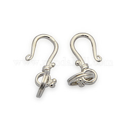 Brass S-Hook Clasps, with Jump Rings, Platinum, 14x6x1mm, Hole: 5mm