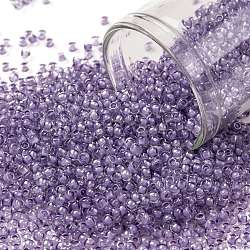 TOHO Round Seed Beads, Japanese Seed Beads, (935) Inside Color Crystal/Purple Lined, 11/0, 2.2mm, Hole: 0.8mm, about 5555pcs/50g