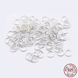 925 Sterling Silber offene Biegeringe, runde Ringe, Silber, 20 Gauge, 6x0.8 mm, Innendurchmesser: 4 mm, ca. 116 Stk. / 10 g